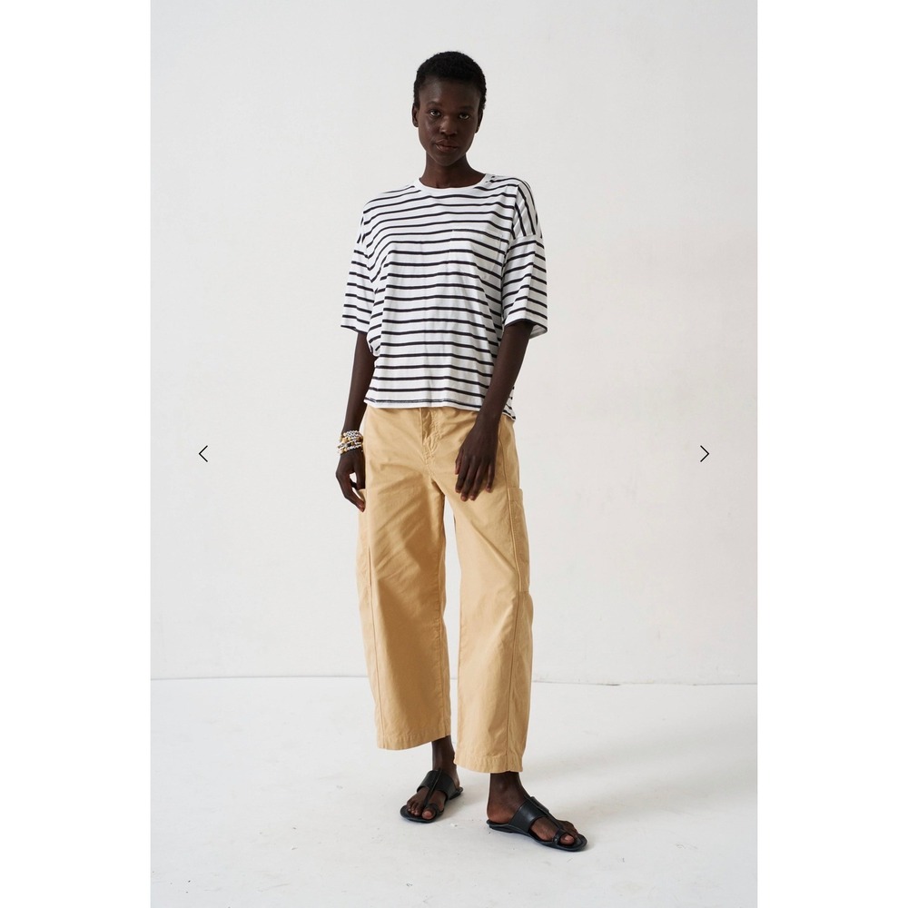 Jamie Haller The Baggy Painter Crop Pant Wheat High Rise Wide Leg Cotton 4 NEW
